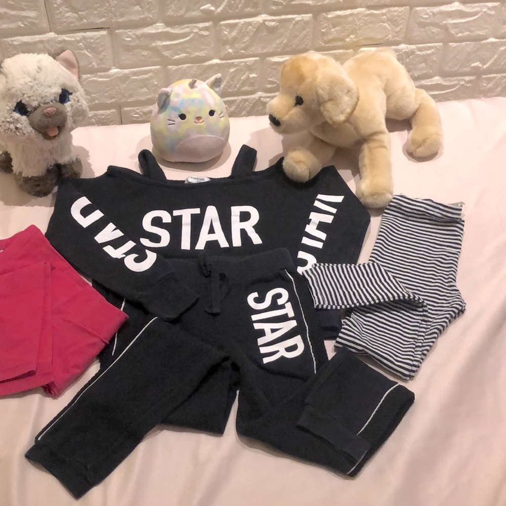 Cute sport pantsuit by Bebe for girls + 2 lycra pants from H&M like new